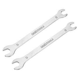 sourcing map 2pcs Thin Open End Wrench 8mm x 9mm Metric Sandblasting Plated 3cr13 Stainless Steel, Double Ended Slim Spanner for Household Maintenance and General Repairs
