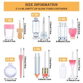 Vankcp 30 Pcs Cute Empty Lip Gloss Tubes, 6 Styles Lip Glaze Tubes Novelty Red Wine Glass Lip Oil Bottles Empty Lip,Refillable Lip Balm Containers for Women Girls DIY(5/8/10ML)