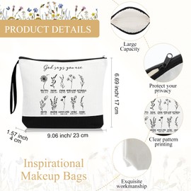 Kacctyen Christian Gifts Bulk Religious Cosmetic Bags Bible Bags for Women Inspirational Floral Makeup Bag God Say You Are with Zipper for Women, Church Retreat Favors(20 Pcs)