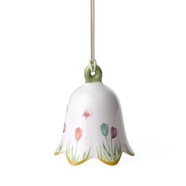 Villeroy und Boch New Flower Bells Ornament "Tulpe", Porzellan, Grün/Gelb, Glöckchen