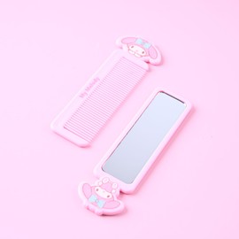 Cute Kawaii Stick Mirror + Comb Set - Travel Hair Brush with Mirror for Women - Compact, Portable, Adorable Design - Perfect for Purse or Travel Bag - Ideal Beauty Gift (My-Meloday)