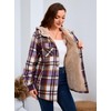 Elesuit Women's Plaid Jackets Flannel Hoodie Long Sleeve Button Down