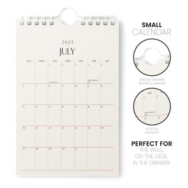 Karto Mini Wall Calendar 2025-2026 - Vertical 6x9 inch July 2025 to December 2026 - Small, Versatile, and Easy Planning with the Aesthetic Desk Monthly Calendar - Beige