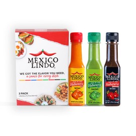 Mexico Lindo Hot Sauce Variety Pack | Includes 1 Bottles Each of Red Habanero + Green Habanero + Xxxtra Hot | 5 Fl Oz Bottles (Pack of 3)