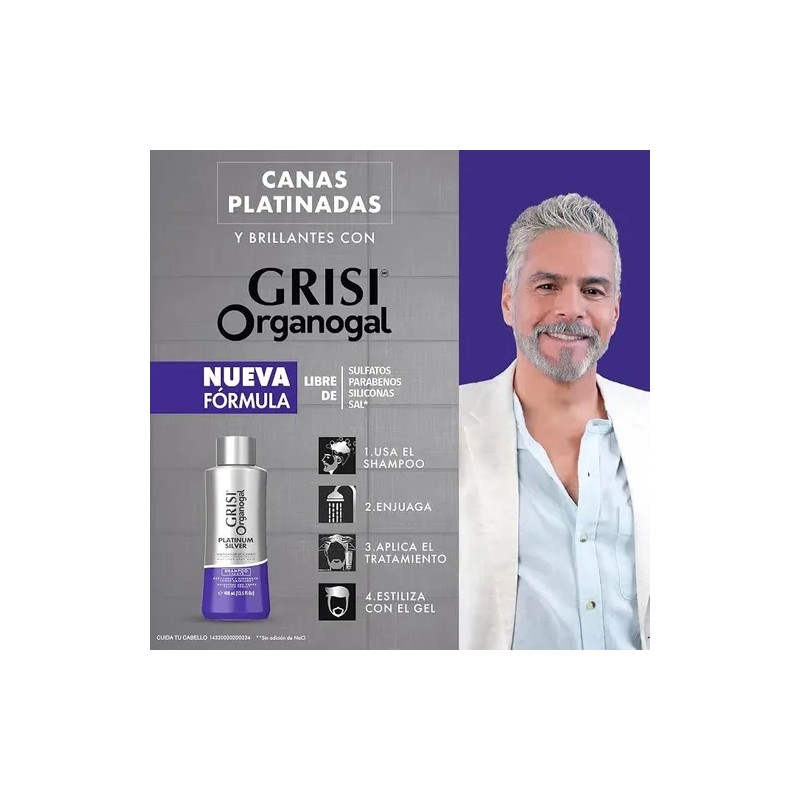 2 Shampoo Grisi Organogal Silver Canas Platinadas 400ml