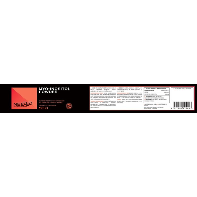 Myo-Inositol Powder 123g - 2000 mg per Serving, 60 Servings