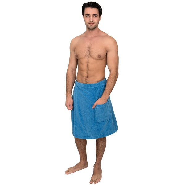 TowelSelections Envoltura para hombre, ducha y baño, forro polar de algodón absorbente de agua, Azul (Cendre Blue), Small-Medium