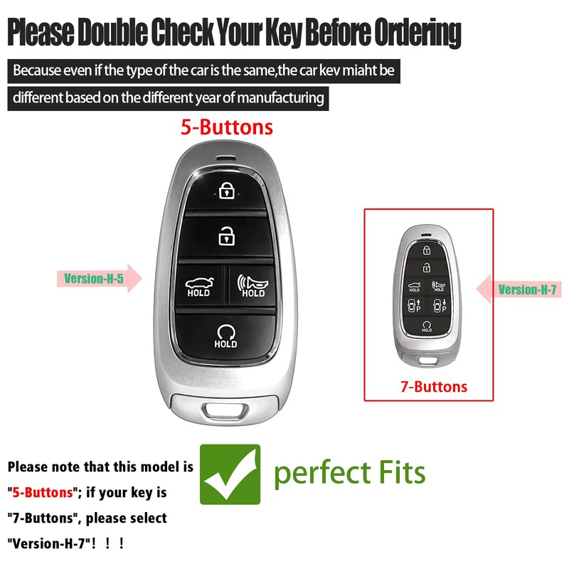 for Hyundai Key Fob Cover Soft 5 Buttons TPU Protection