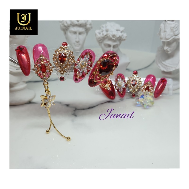 ❗Limited❗ Ruby handmade nail tips - Long Almond / ❗한정❗