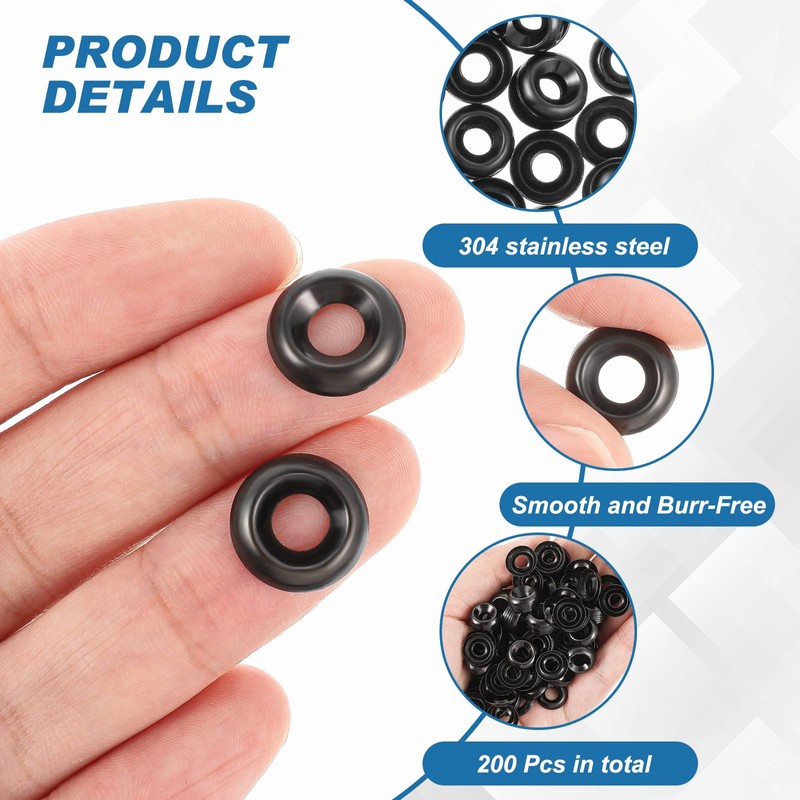Yaocom 200 Qty #10 Countersunk Finish Washers 304 Stainless Steel