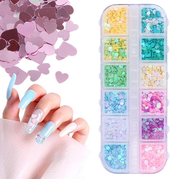 Nail Glitter Sequins - Shining Fingernail Parts - Waterproof Heart-Shape
