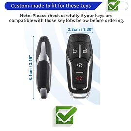 WENHENI for Ford Key Fob Cover with Keychain Fit for Ford Edge Explorer Fusion Mustang for Lincoln MKC MKX Smart Key Shell (White)