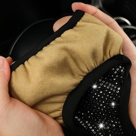 Bling Velvet Steering Wheel Cover with Sparkly Crystal Rhinestones, Anti-Slip, Breathable, Stretch Fit Car Accessory for Women & Girls – Universal Fit 14.5 to 15 Inch (White Crystals)