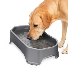 Neater Pet Brands Large Water Bowl for Dogs, Outdoor Dog Water Bowl (1.25 Gallon Extra-Large Capacity), Big Trough Style Food Dish for Indoors or Outside, No Spill Large Dog Bowls, Gunmetal Grey