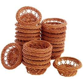 Bright Creations Mini Woven Basket Set - 3.1 x 1.2 in, Rustic Brown, 24-Pack - Bulk Mini Woven Baskets for Favors & Crafts