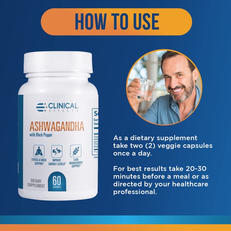 Clinical Effects Ashwagandha with Black Pepper for Stamina and Calm