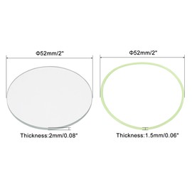 PATIKIL 2" Dia LED Lens, 2 Set Polished Edge Flashlight Glass Lens with Silicone Ring for Light Source Lens Replacement, Transparent, Green