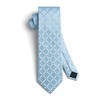 HISDERN Men's Baby Blue Plaid Tie Handkerchief Cufflink Tie Clip