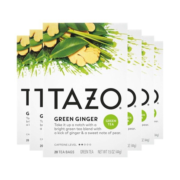 TAZO Tea Bags, Green Tea, Green Ginger, 20 Count (Pack of 6)