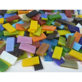 Lanyani 400 Pieces/17.6oz Rectangle Mosaic Tiles Stained Glass for Crafts and Home Decorations Assorted Colors Textures