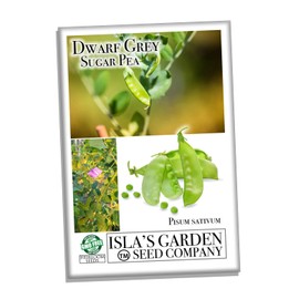 Dwarf Grey Sugar Pea Pod Seeds for Planting, 30+ Heirloom Seeds Per Packet, (Isla's Garden Seeds), Non GMO Seeds, Botanical Name: Pisum sativum cv., Great Sweet Flavor, Excellent Gift