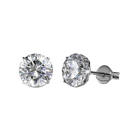 Cate & Chloe Mallory 18k White Gold Plated Stud Earrings with Crystals, Women's Silver Earring Set with Solitaire Round Cut Crystals, Jewelry for Women, Hypoallergenic, Gift for Her