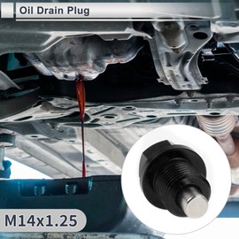 RATCHROLL 1 Set Universal Oil Drain Plug Anti Leakage Oil Pan Drain Bolt Screw Thread Repair with Gasket Magnetic Black Aluminum Alloy Copper M14x1.25