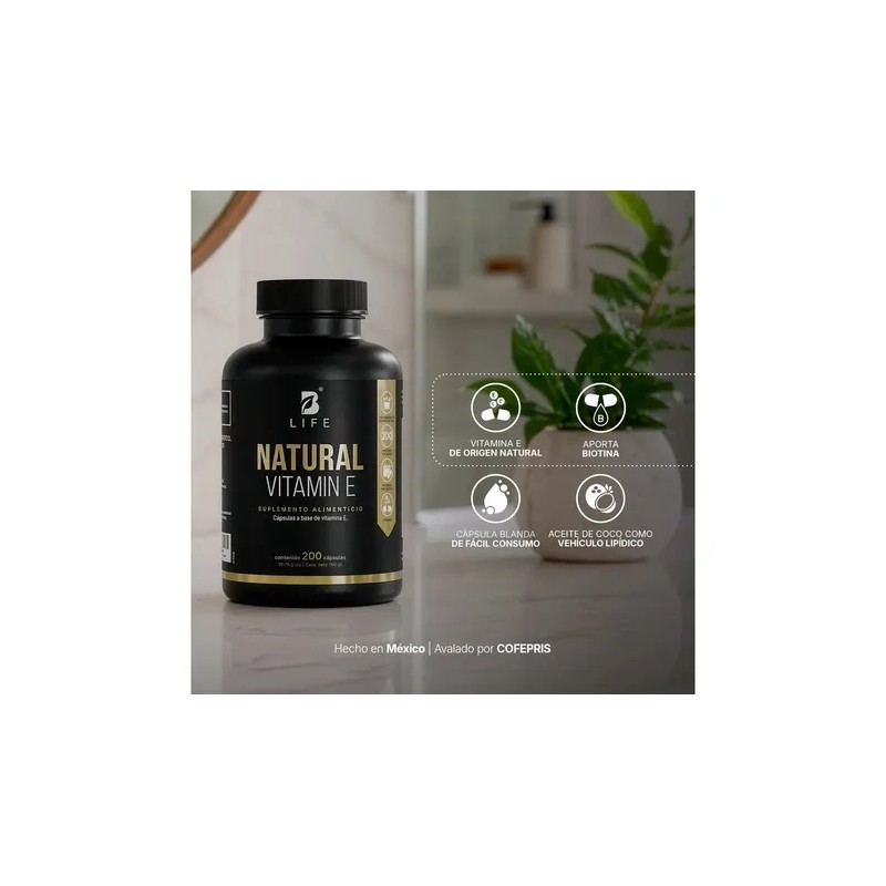 Vitamina E Con Biotina Y Aceite De Coco 200 Cápsulas