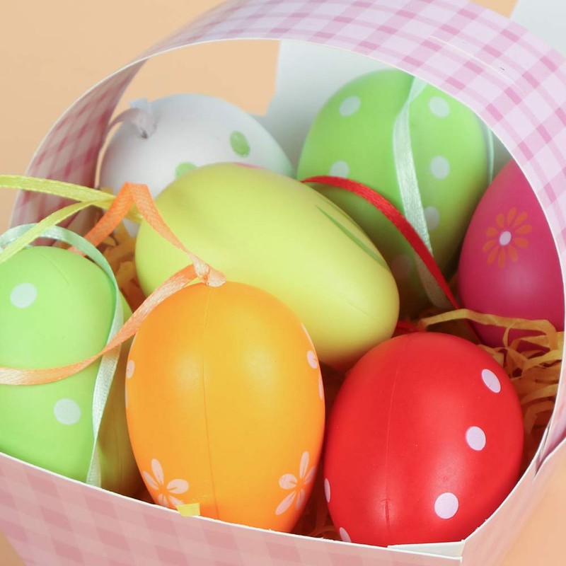 O-Kinee Easter eggs decoration for hanging, plastic Easter decoration