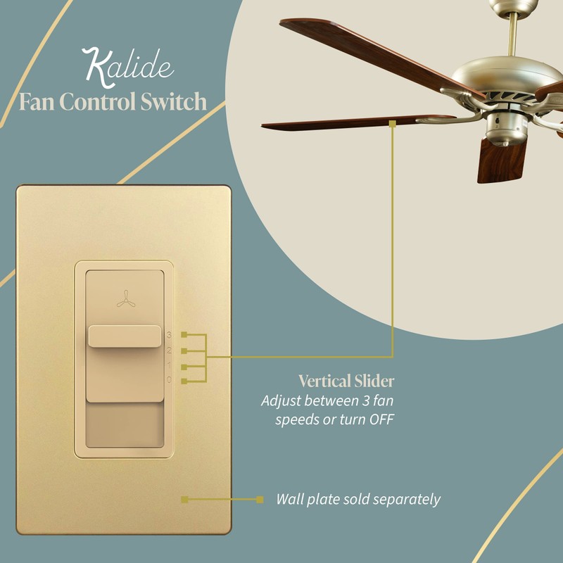 TOPGREENER Kalide Fan Speed Control Switch, 3-Speed Fan Wall Switch,