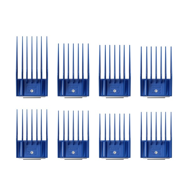 Andis 13105 8-Piece Universal Attachment Snap-On Comb Set; Sizes: 5/8", 11/16", 3/4", 13/16", 7/8", 15/16", 1", 1-1/4", Blue