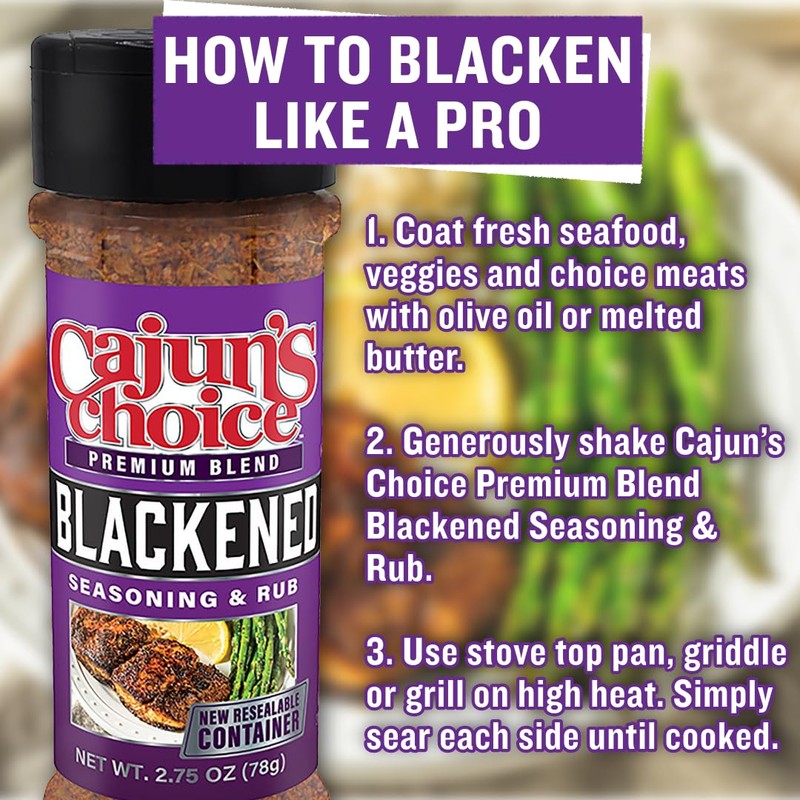 Blackened Seasoning 2.75 oz Cajun's Choice Louisiana Foods (Pack of