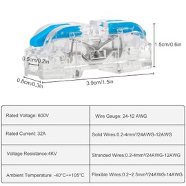 Linkstyle 80PCS Lever Wire Nuts Connectors, 24~12 AWG Lever Nuts Compact Splicing Wire Splitter Terminals, 2/3/4/5/6 Port