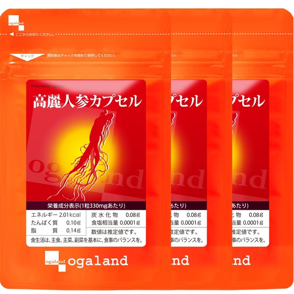 ogaland Ginseng Capsules (180 Capsules, Approx. 3 Month Supply), Uses Over 4 Years Root (Fermented Ginseng Extract Powder, 1.0 oz (30 mg), Ginseng Powder, 0.7 oz (20 mg), Primrose Oil, Health, Nutritional Support