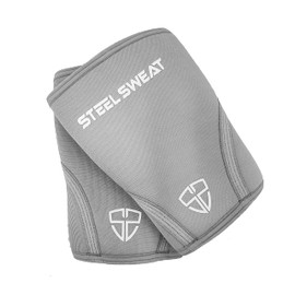 Steel Sweat - Knee Sleeves & Compression Braces for Squat, Fitness, Weightlifitng and Powerlifting - 7mm Sleeve Pair For Men & Women (Grey, Large)