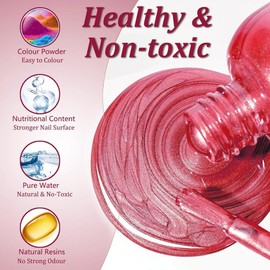 Metallic Red Nail Polish - Quick Dry Dark Red Varnish - Glossy Chrome Finish - Long Lasting Breathable Polish for Women