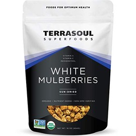 Terrasoul Superfoods Terrasoul Superfoods Organic Sun-dried White Mulberries, 2 Lbs (Pack of 2), Sweet Superfood Snacking, Smoothie Booster, and Nutrient-Packed Yogurt Topping