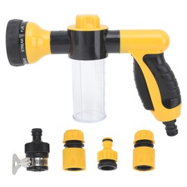 Dog Wash Hose Attachment Ergonomic Pet Wash Hose Spray Nozzle with Thicken Soap Dispenser Bottle Yellow