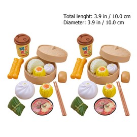 2 Sets Kids Pretend Play Toy Kitchen Cooking Toy Steamed Toy Food Chinese Breakfast Food Play Set Dollhouse Furniture (26Pcs)