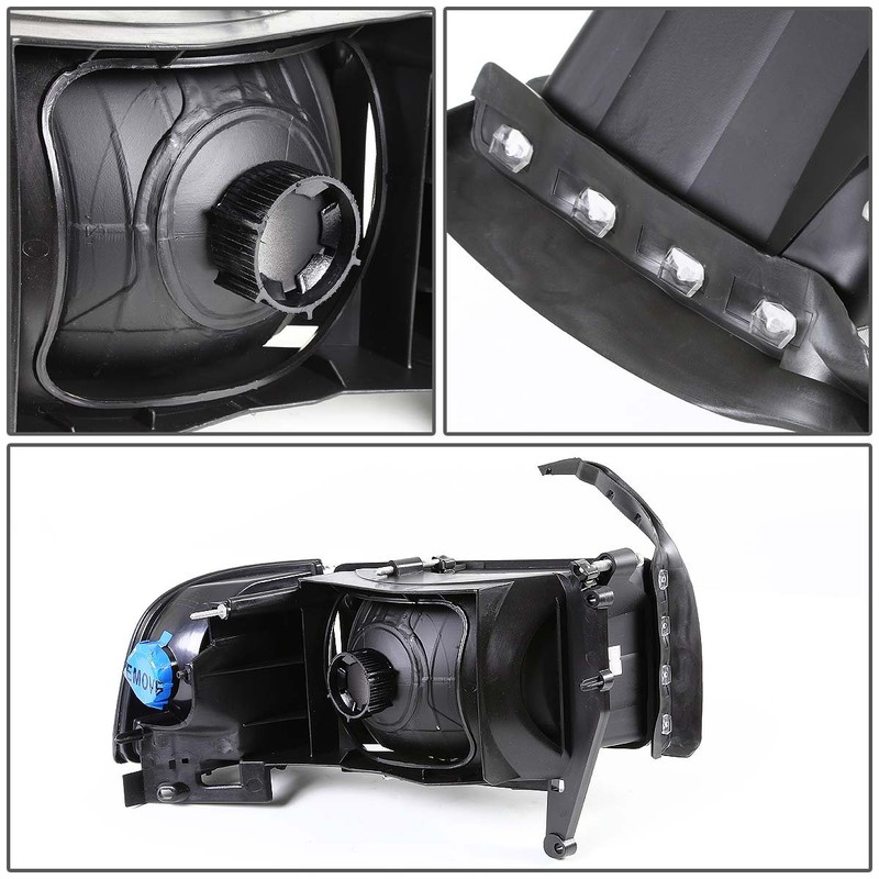 DNA MOTORING HL-OH-DR944P-BK-CL1 Black Housing Headlights Compatible with 94-01 Ram