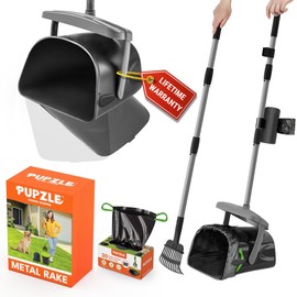 Pupzle Pupzle Dog Pooper Scooper with Bag Attachment, 40" Long Handle Pooper Scooper for Large Dogs, Dog Poop Scoop for Yard, Large Capacity Swivel Bin and Rake with 25 Refill Bags for Dogs