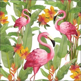 Ambiente Serviettes Lunch / Party / Festival Approx. 33 x 33 cm Flamingo's White - Ideal as a Gift