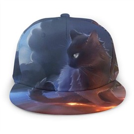 YEGFTSN Baseball Cap Men Women - Warrior Cat Adjustable 3D Printed Snapback Flat Bill Hip Hop Hat