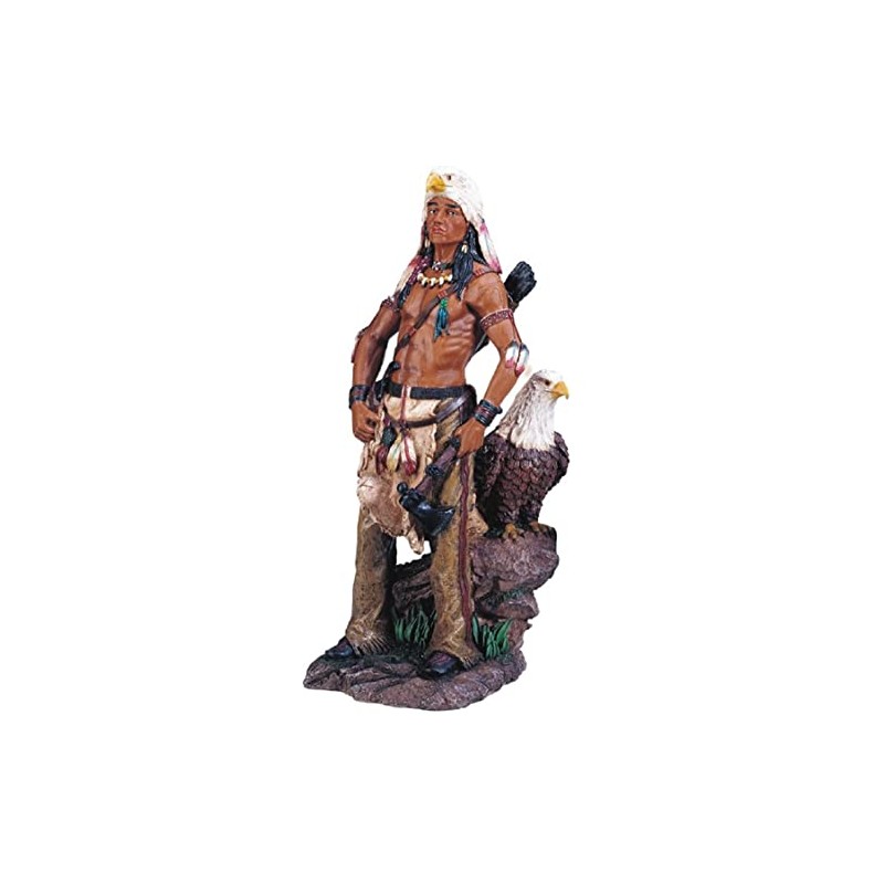 ICE ARMOR 17" H Indian Warrior with Eagle Statue Native