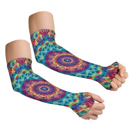 Hobbspring 1 Pair Mandala Arm Sleeves For Women Gardening Arm Protective Sleeves With Thumb Holes Outdoors Sun Uv Protection Polyester Ice Silk Cooling Cover For Men Gardener Fishing Sports Summer