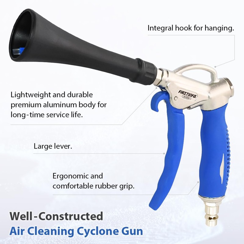 FIRSTINFO A1856EU Air Blow Gun with Cyclone Nozzle Quickly Blasts