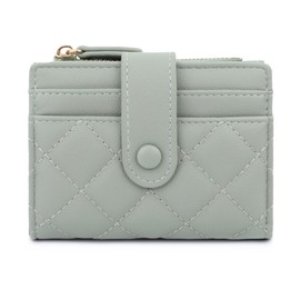 Linpr Small Wallet Women, Bifold RFID Blocking Card Holder for Girls Ladies, PU Leather Slim Bifold Compact Wallets Coin Purse with ID Window Zipper Coin Pocket (Green)