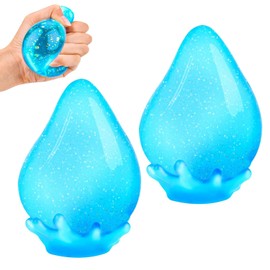 2Pcs Raindrop Stress Balls for Adult Kid, Blue Drop Squishy Ball Fidget Toys Sensory Squeeze Ball Stocking Filler Stress Relief Toy Party Bags Fillers