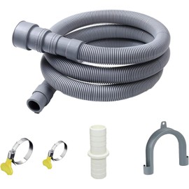 10 FT Washing Machine Drain Hose, Flexible Dishwasher Drain Hose Extension Kit, Universal Washer Drain,Corrugated Washer Hose with 1 Adapter, 2 Clamps, 1 U-Bend Holder