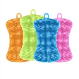 4 Silicone Sponge Dish Washing Scrubber Smart Kitchen Gadgets Brush Sponge Clean